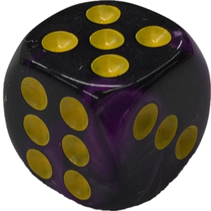 D6, 12mm, Rounded, Purple/Black Thumbnail