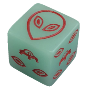 D6, Alien, Red on Green Thumbnail