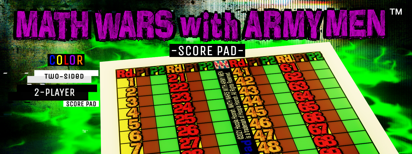 MATH WARS with ARMY MEN Score Pad (1-2 Player Color)