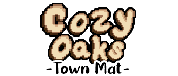 Cozy Oaks Town Mat logo