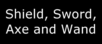 Shield, Sword, Axe and Wand logo