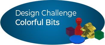 Protospiel Online Design Challenge: Colorful Bits logo