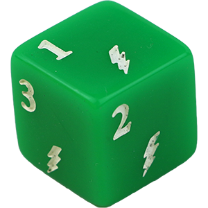 D6, 16mm, Lightning Bolt, Green Thumbnail