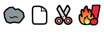 Rock, Paper, Scissors, Fire logo