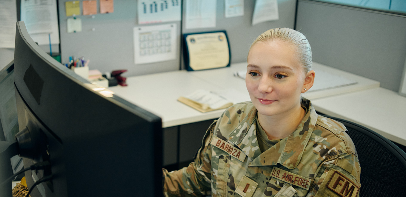 hope works at her computer