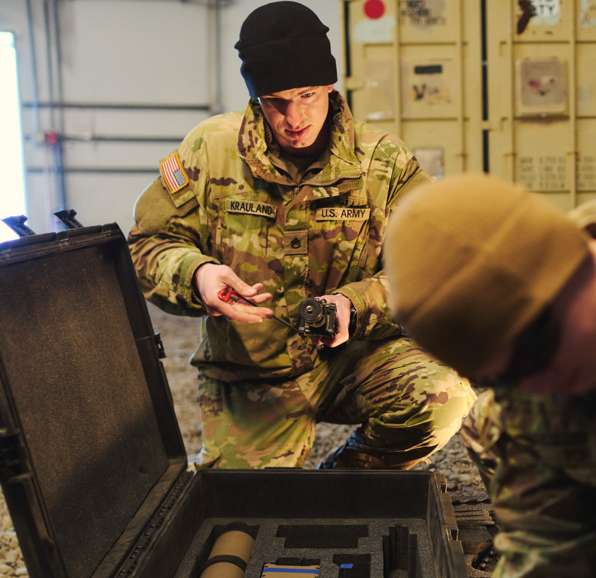 adam sets up his decoding equipment