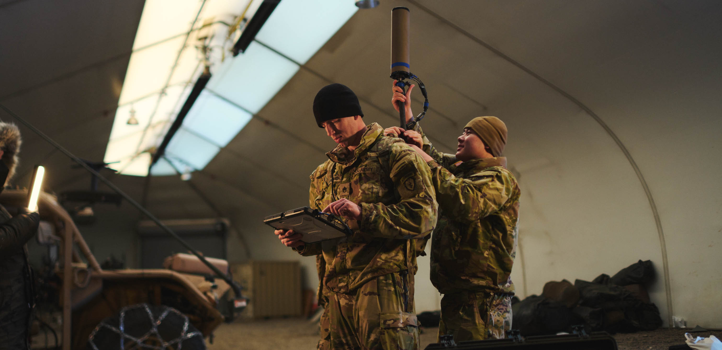 adam sets up his monitoring equipment