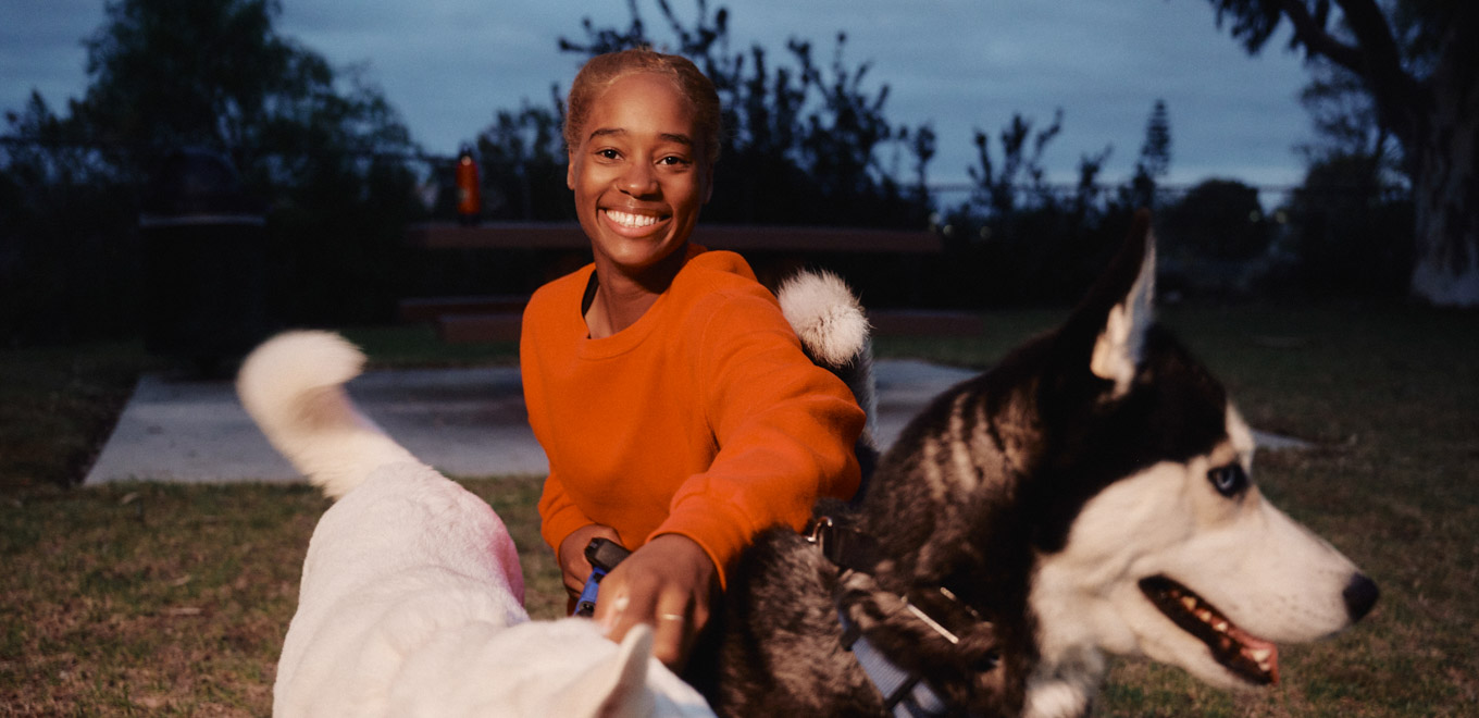 Sgt Gibbs with her two dogs