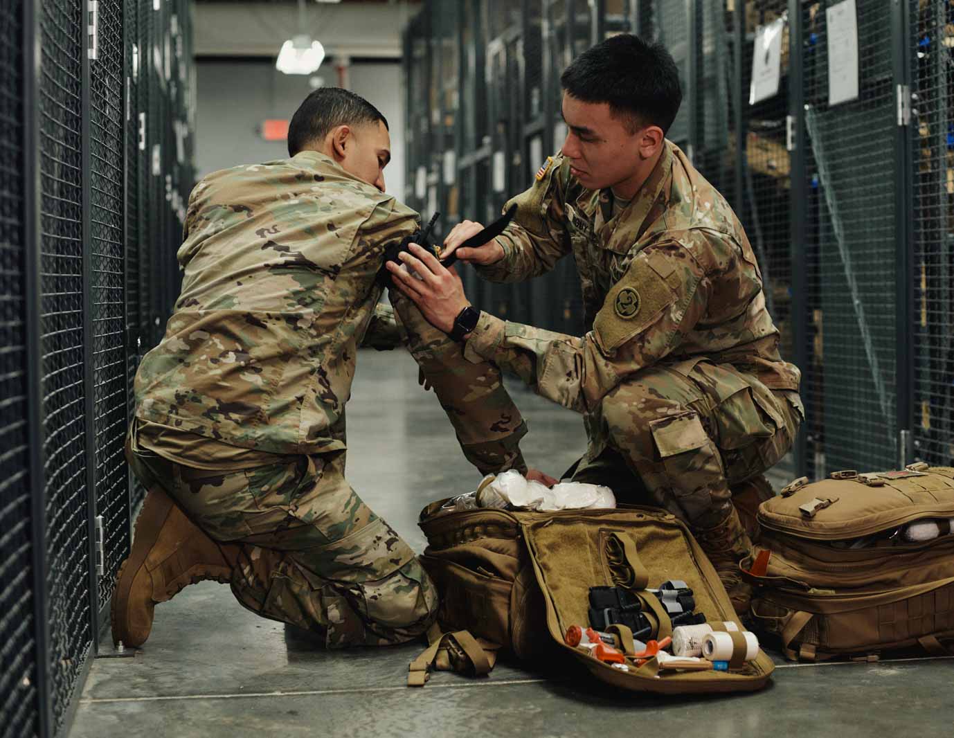 alex and a colleague practice field triage