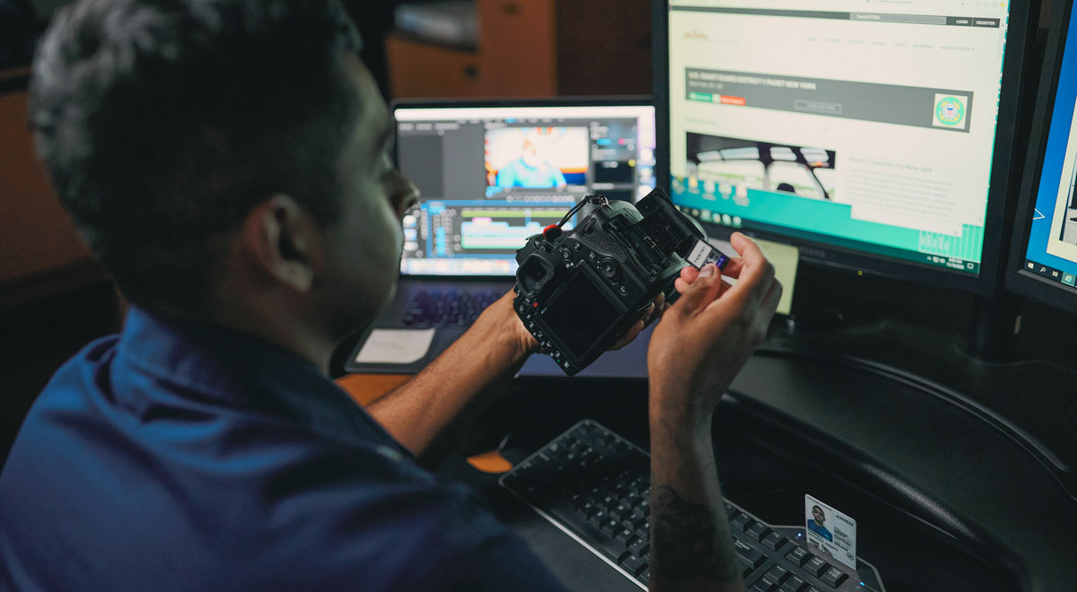 Anthony reviewing footage