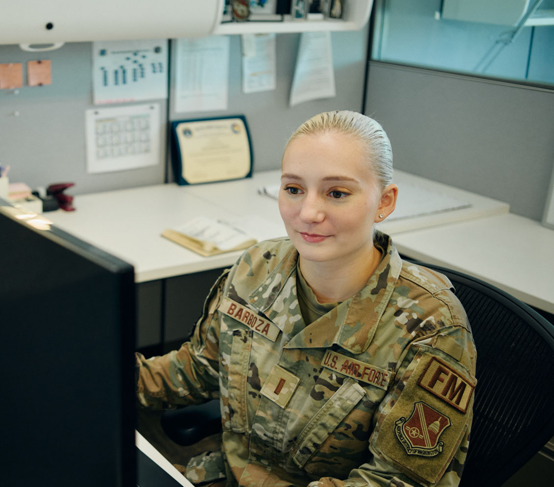 hope works at her computer