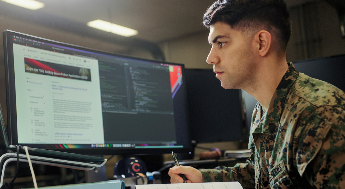 mike works at a computer