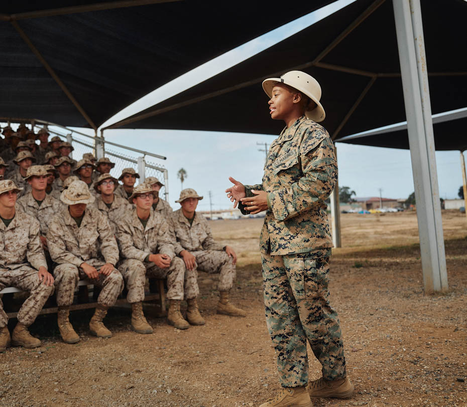 marksmanship instructor speaks to the class