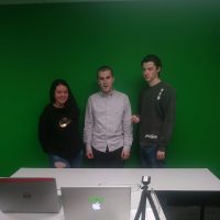 Students in green screen room in Petts, 2019
