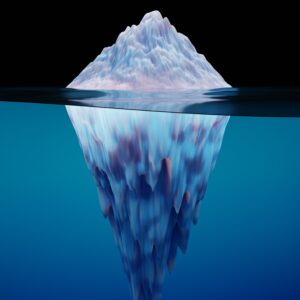 Iceberg with top about one-third the size of bottom