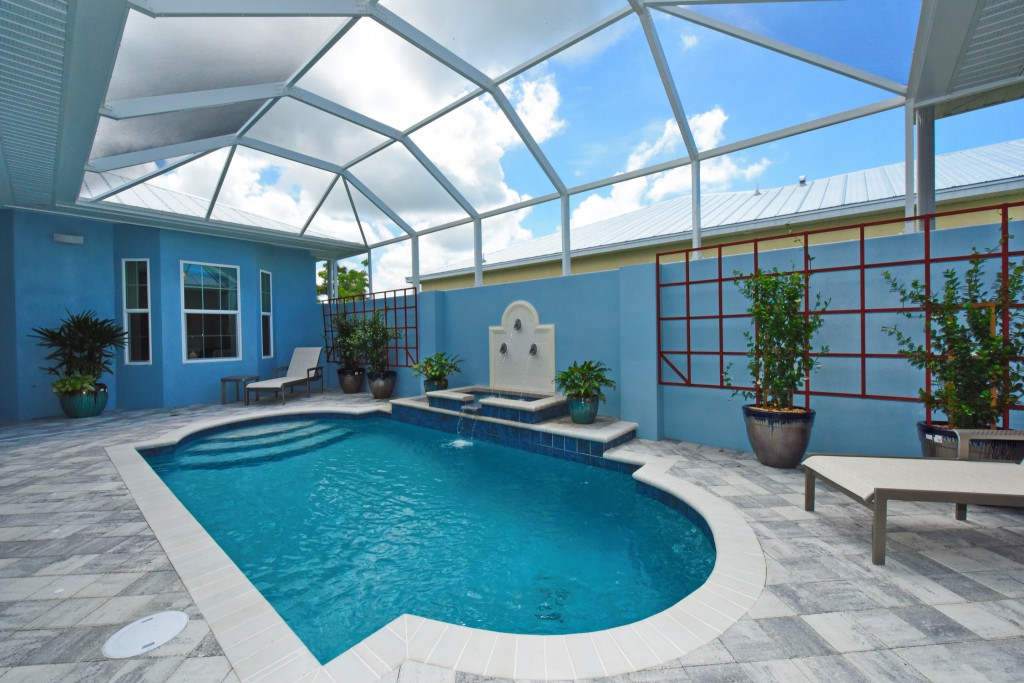 The Belize model offers an open and inviting courtyard pool terrace.