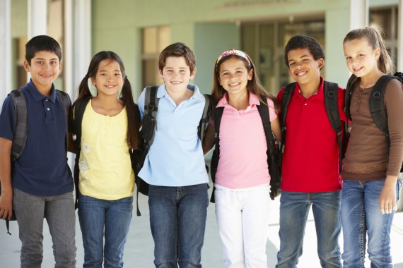 Pre teen children at school