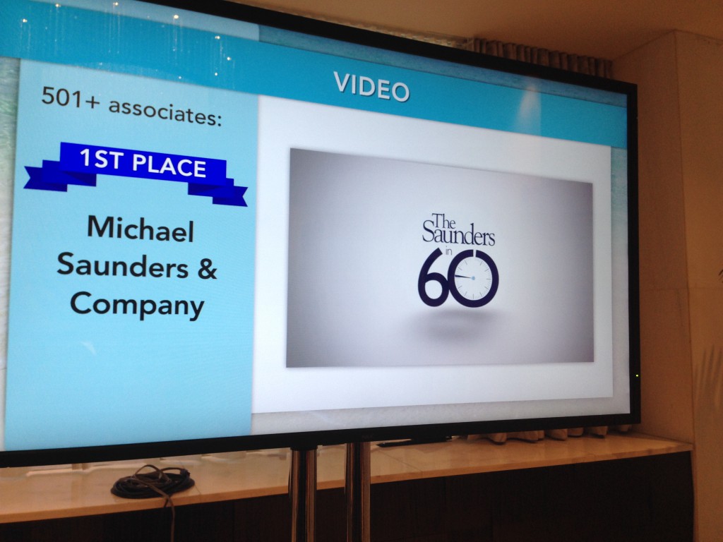 MSC's Saunders in 60 - the weekly video shared via social media won first place in video marketing.