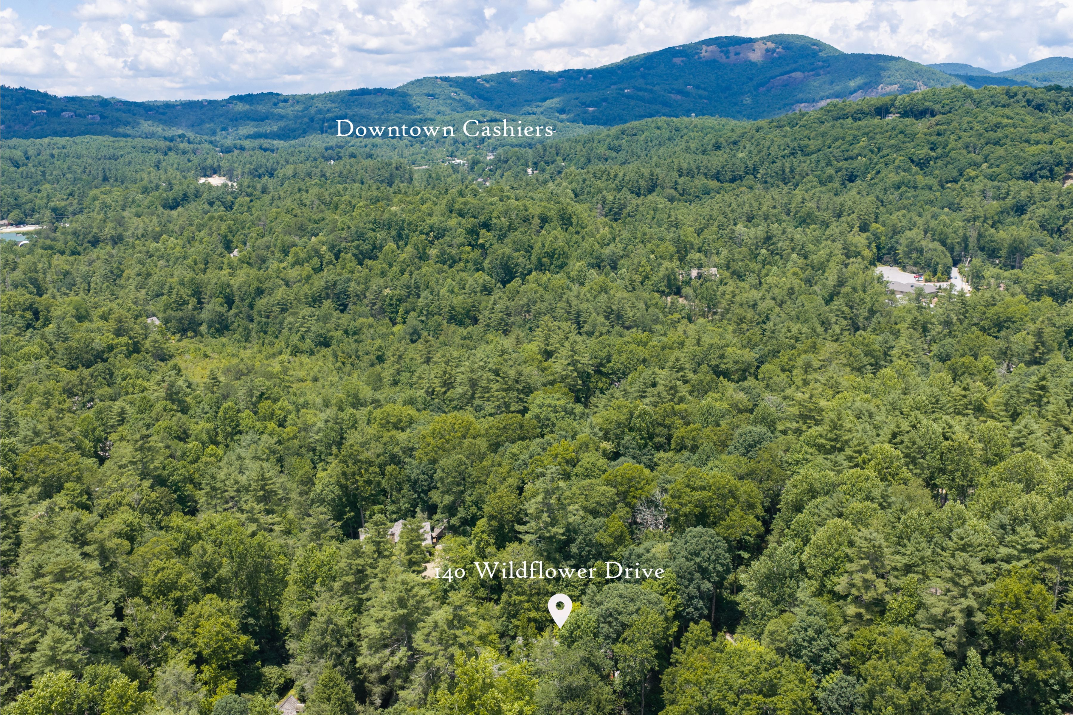 Aerial view of 140 Wildflower Drive near Cashiers