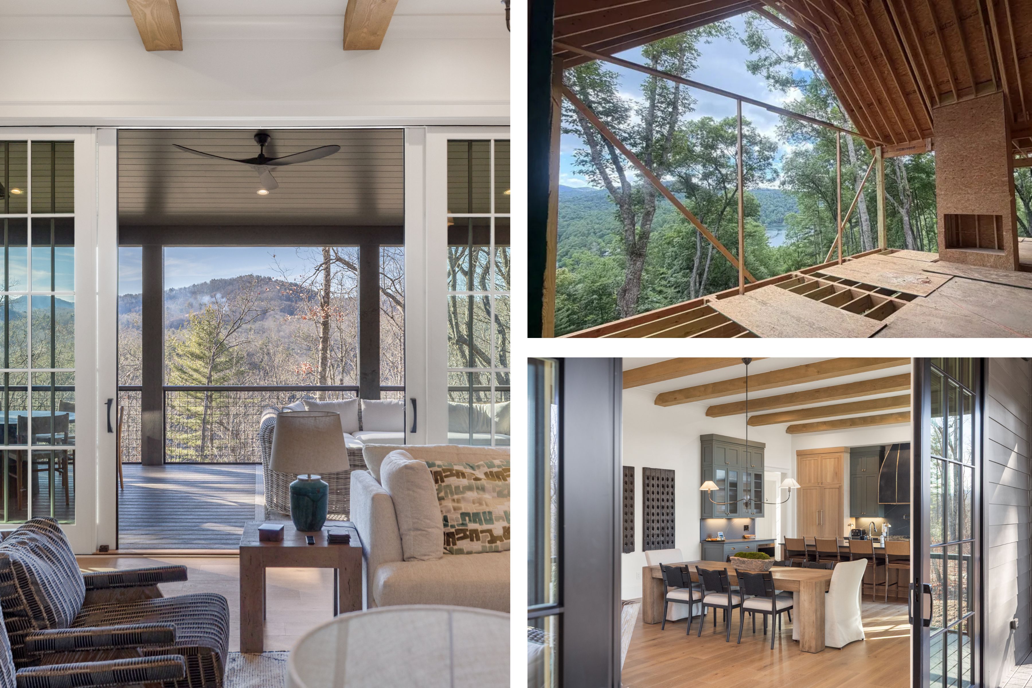 Great-room and porch photography arranged with 266 construction photography