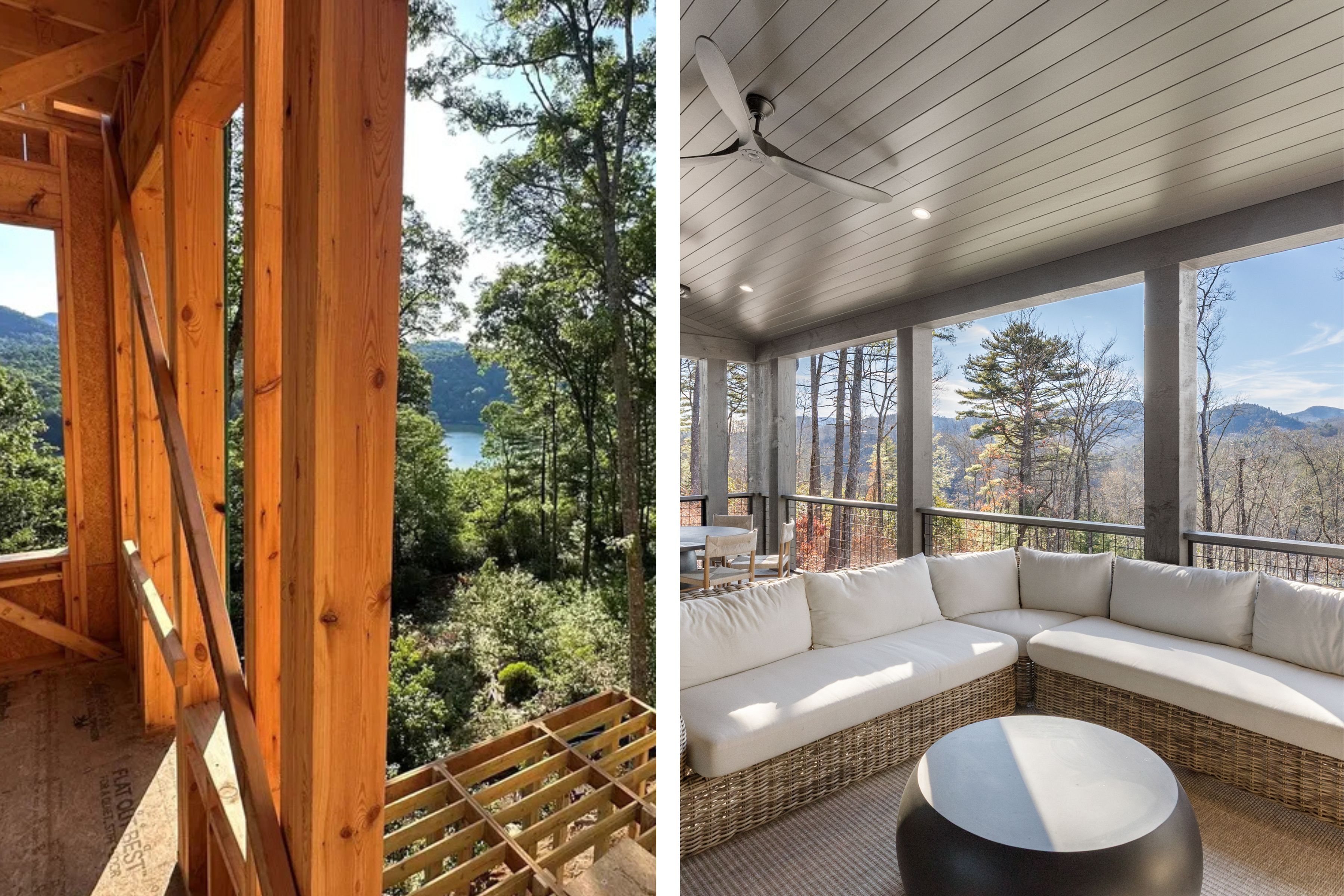 Screened-porch and construction photography arranged together