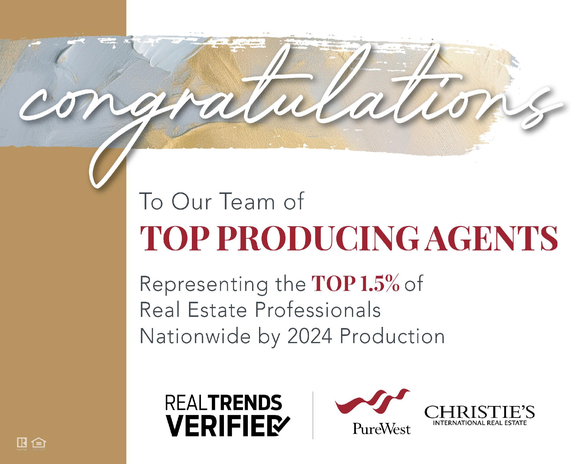 PUREWEST AGENTS RANK TOP 1.5% IN NATION