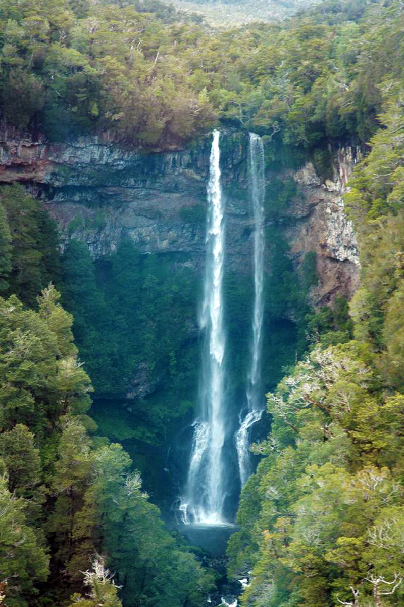 One of Melimoyu's Yosemite-sized waterfalls