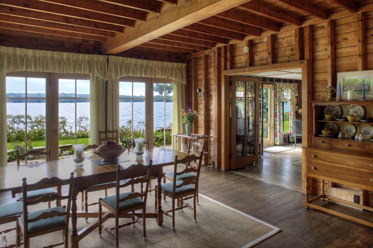 Dining room with water views