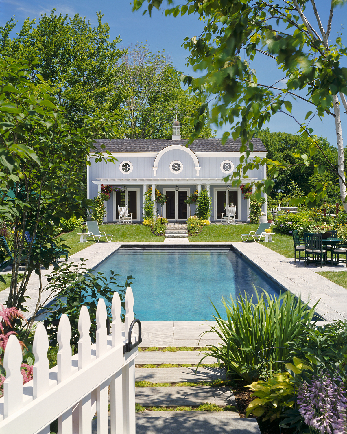 Berwick Hill Esate's in-ground pool and poolhouse Dyke Messler Residence