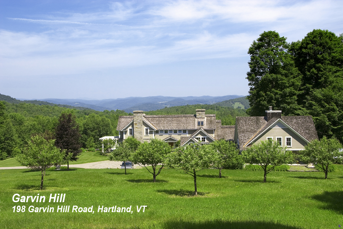 Garvin Hill, Hartland VT: 5000 sq ft main house and 1000 sq ft guest house sited for privacy and views with small orchard garvin hill