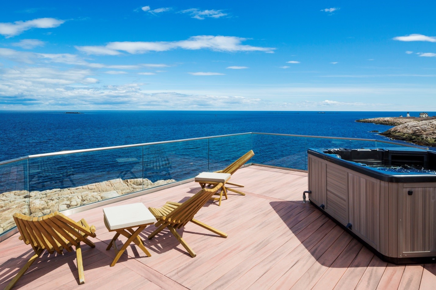 Upper deck with jacuzzi at 11Gaphead Road, Rockport, MA 1