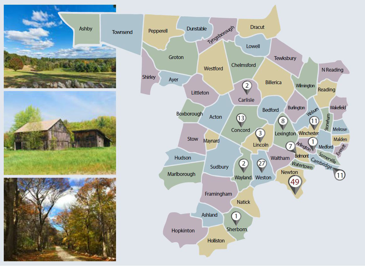 Middlesex County- Sales by Town map Middlesex County - map