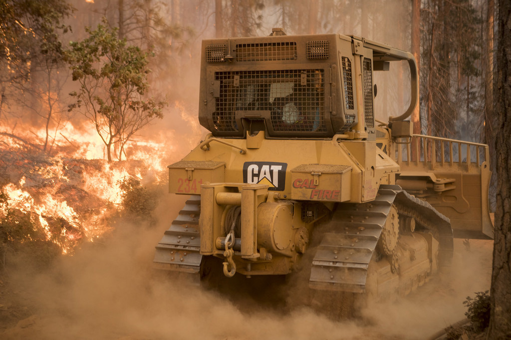 example of CAL FIRE dozer California fire. 43767546751_97ff7bfdd6_b