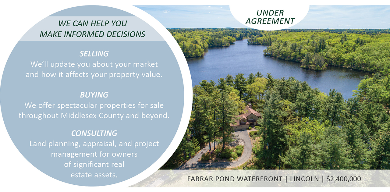 Farrar Pond Waterfront| Lincoln, MA Middlesex County Market