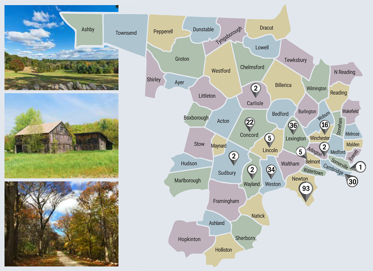 Middlesex County- Sales by Town map middlesex-county ma market watch Sales by Town Map