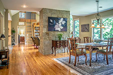 Open Floor Plan for Entertaining in contemporary Adirondack home in Bartlett, NH