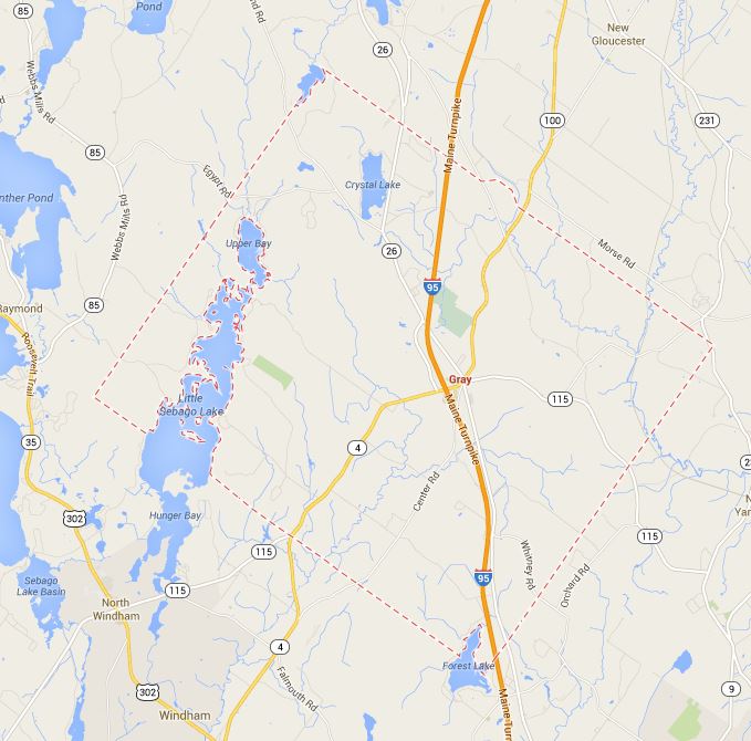 Map of Gray, Maine