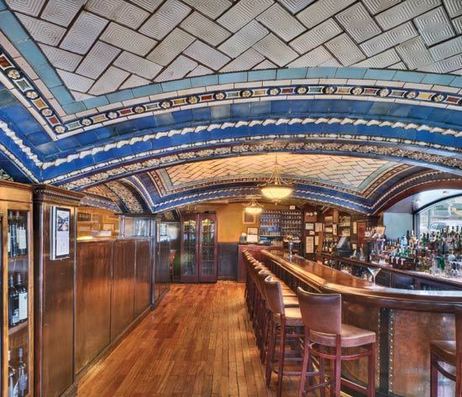 A closeup of the bar in New York City's Vanderbilt Hotel shows the intricate detail of the Guastavino Co.'s elegant ceiling work. A closeup of the bar in New York City's Vanderbilt Hotel shows the intricate detail of the Guastavino Co.'s elegant ceiling work.