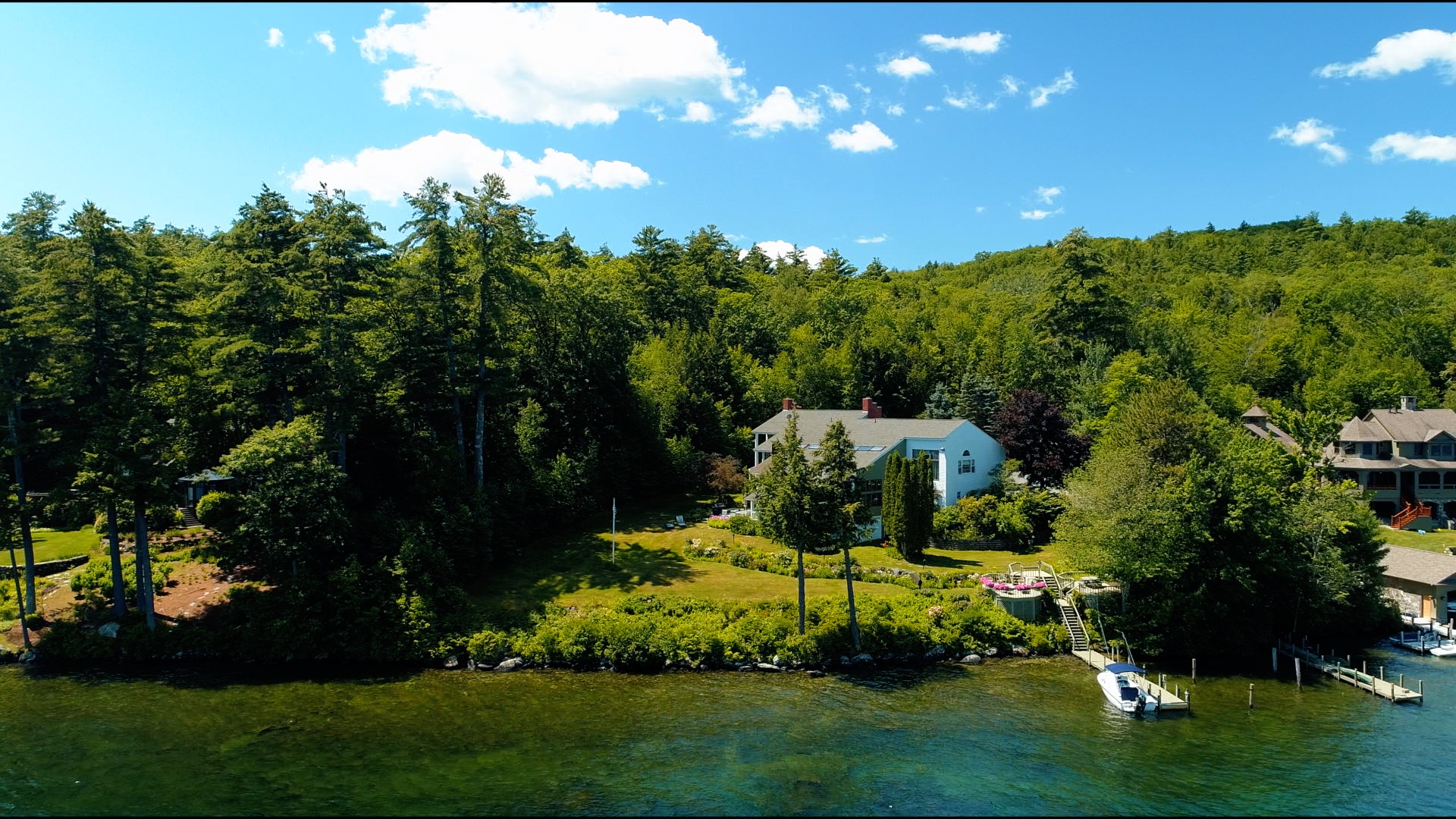 Drone Shot of House at 144 Veasey Shore Road Meredith