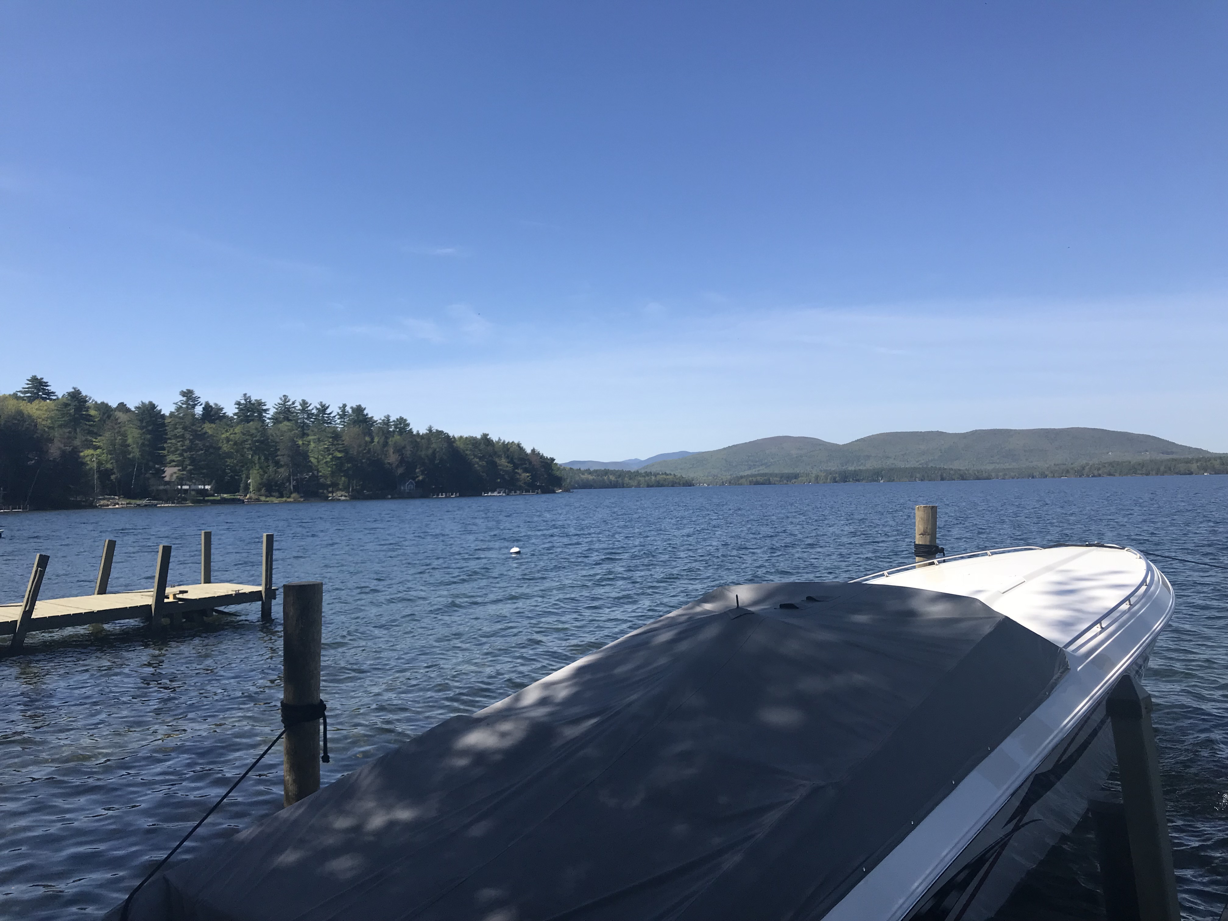The dock at 144 Veasey Shore is your front door to Lakes Region NH amenities from Center Harbor to Wolfeboro.