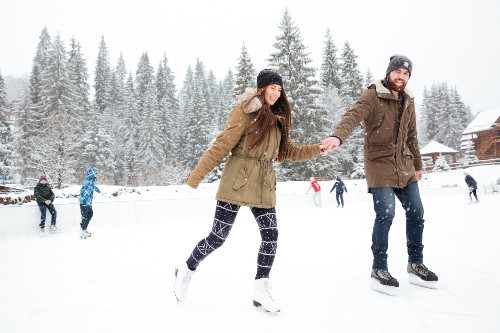 Couple Having Fun Ice Skating