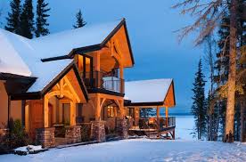 log home in winter