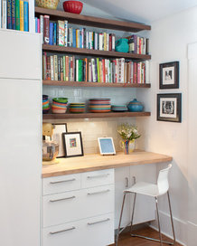 desk with chair and bookshelf