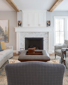 fireplace couch and coffee table