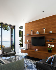 wooden wall wide screen tv