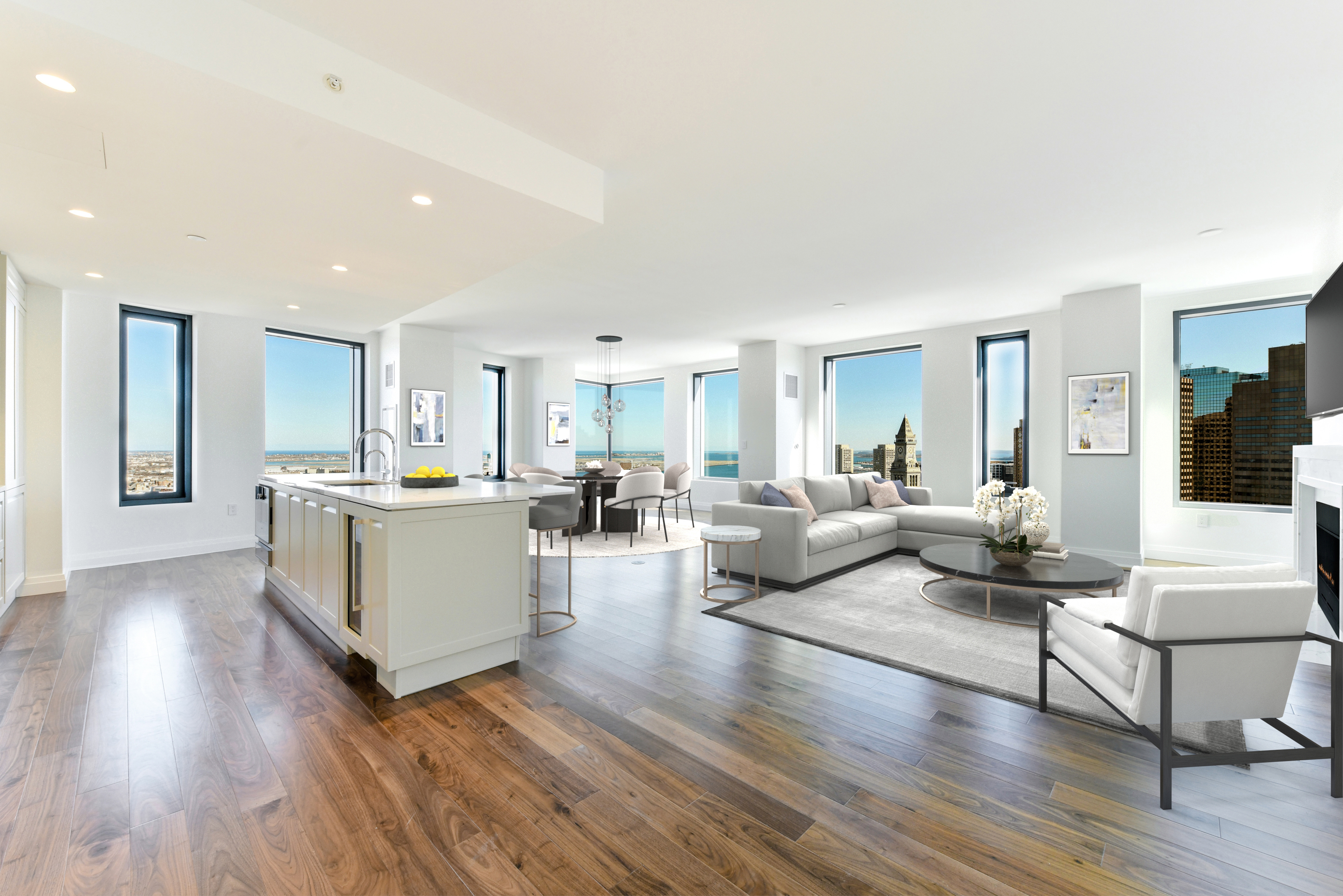 Kitchen, Dining & Living Area