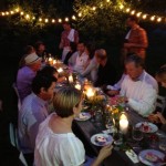 people eating at night