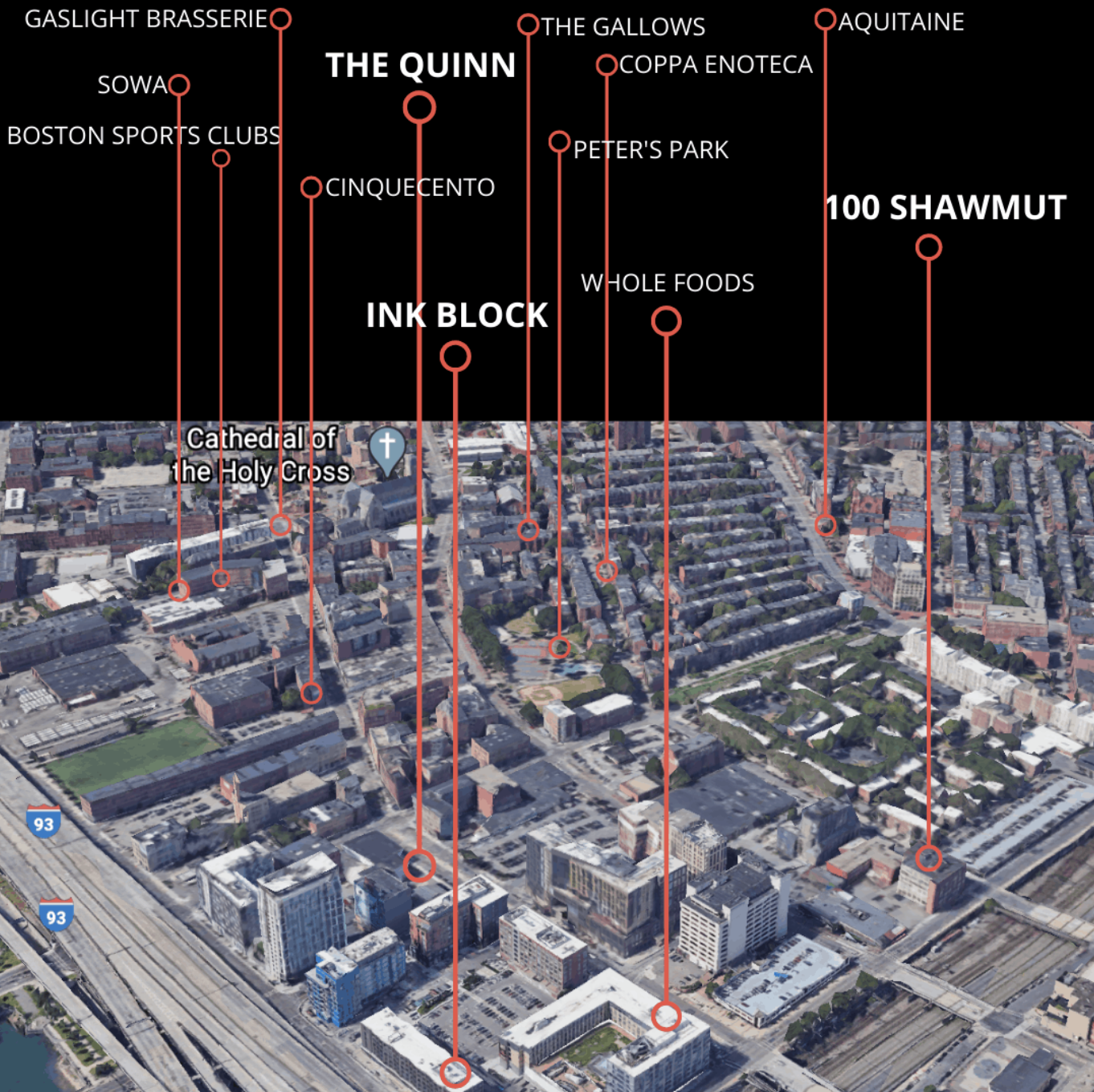 Map of Amenities Near 100 Shawmut