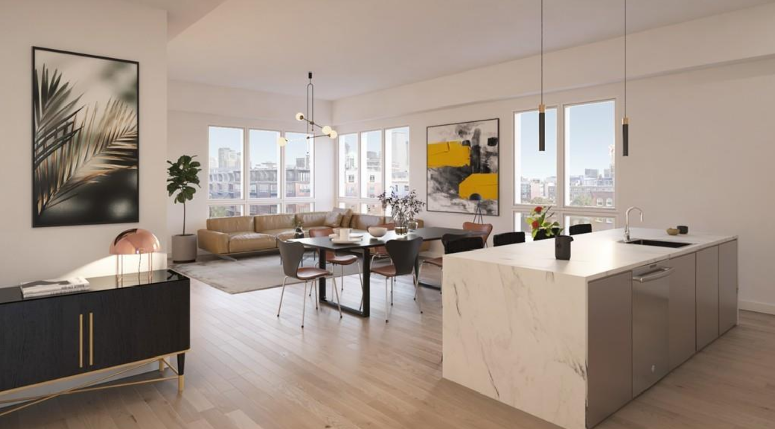 Open Living and Kitchen Area