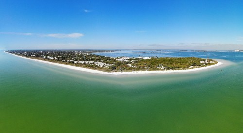 Lighthouse and Lighthouse Beach on Sanibel Island: Aerial View